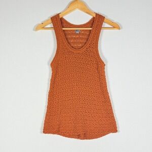 Aerie‎ Crochet Tank Top Rust Orange Knit Boho Earthy Retro Surf Vibes Womens XS